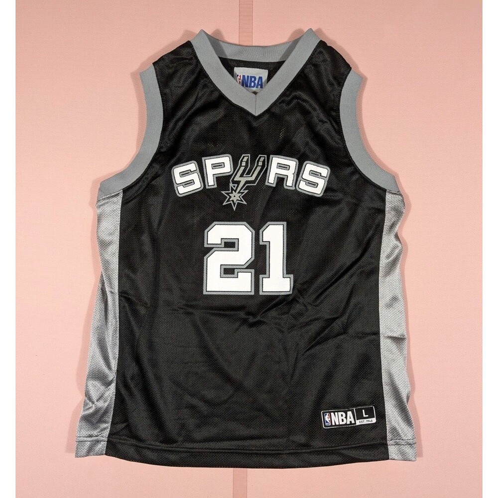 VTG San Antonio Spurs NBA Jersey TIM DUNCAN Youth Large 12-14 Black #21 Official